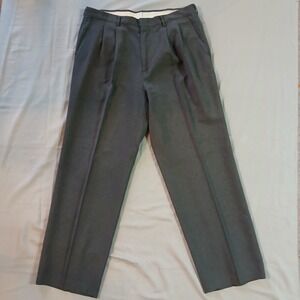 Haggar Dress Pants Mens 34x30 Dark Gray Flat Front Slacks Straight Leg Office